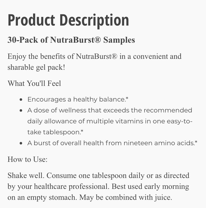 Nutraburst Monthly (30 packs- 60 Serving)